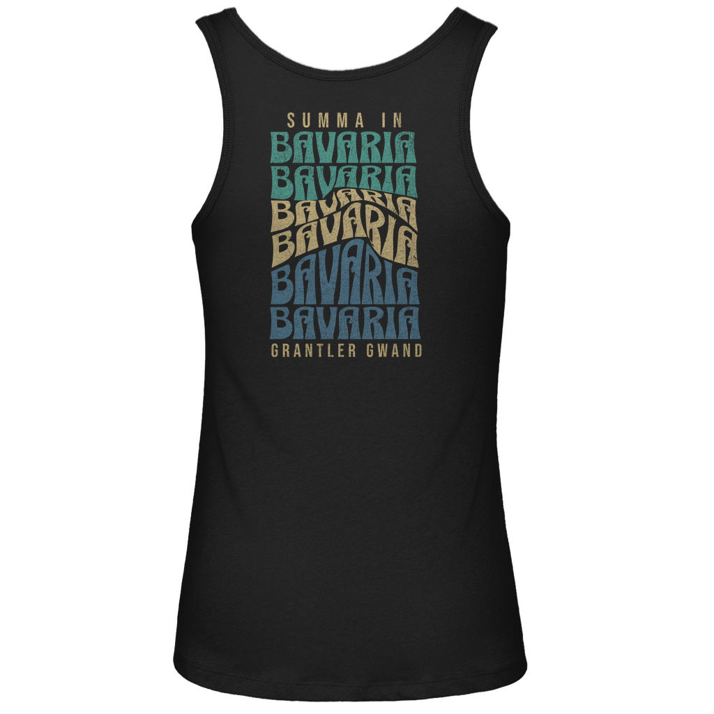 Bayerisches Damen Premium Organic Tank Top Summa in Bavaria - Grün/Gold/Blau - BACKPRINT - Grantler Gwand