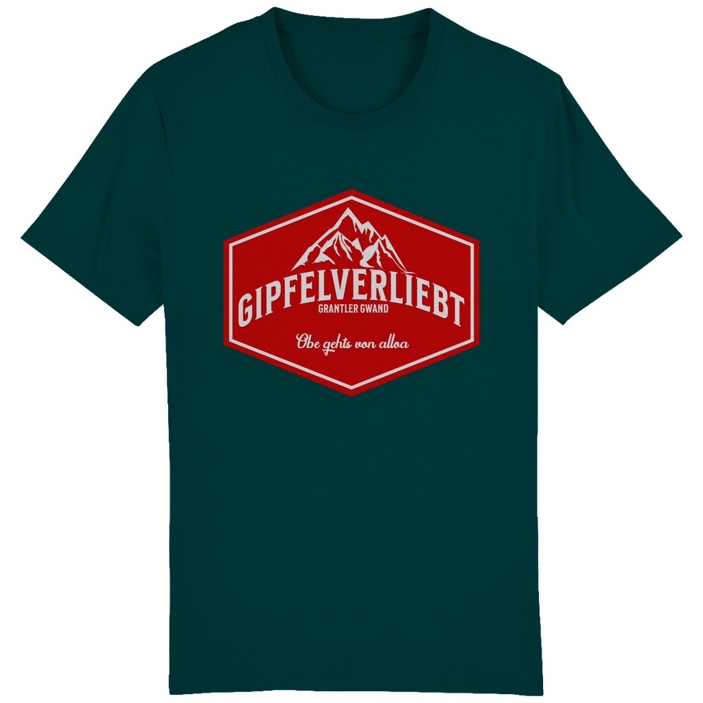 Bayerisches Herren T-Shirt Gipfelverliebt Wappen- rot - Grantler Gwand
