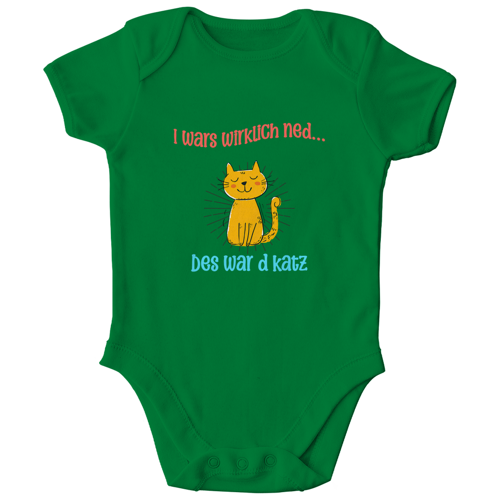 Bayerischer Bio Baby Body I wars wirklich ned, des war´d Katz - rot/blau - Grantler Gwand