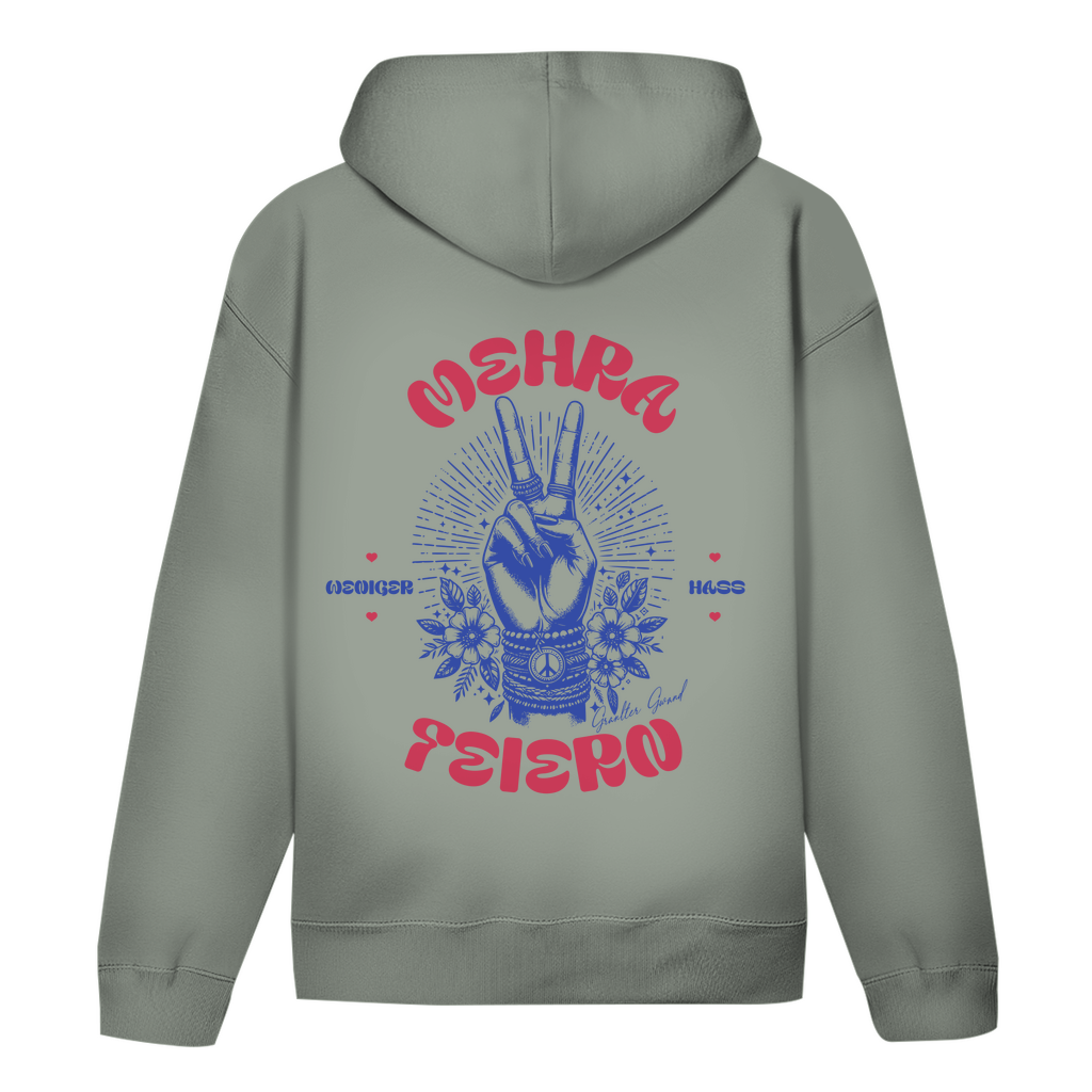 Bayerischer Hoodie Unisex - Weniger Hass, Mehra Feiern - Rot/Blau - Grantler Gwand