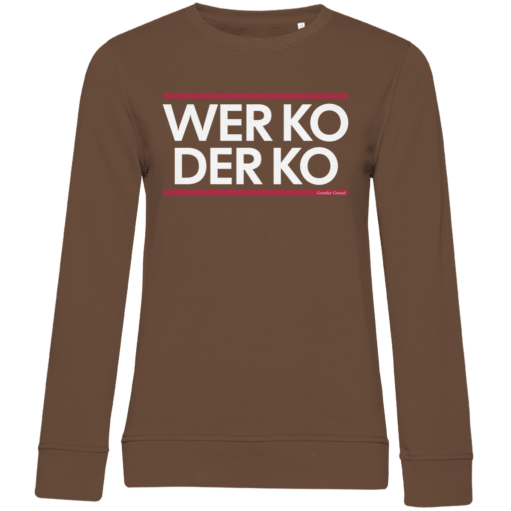 Damen Premium Bio Sweatshirt wer ko der ko - rot/weiß