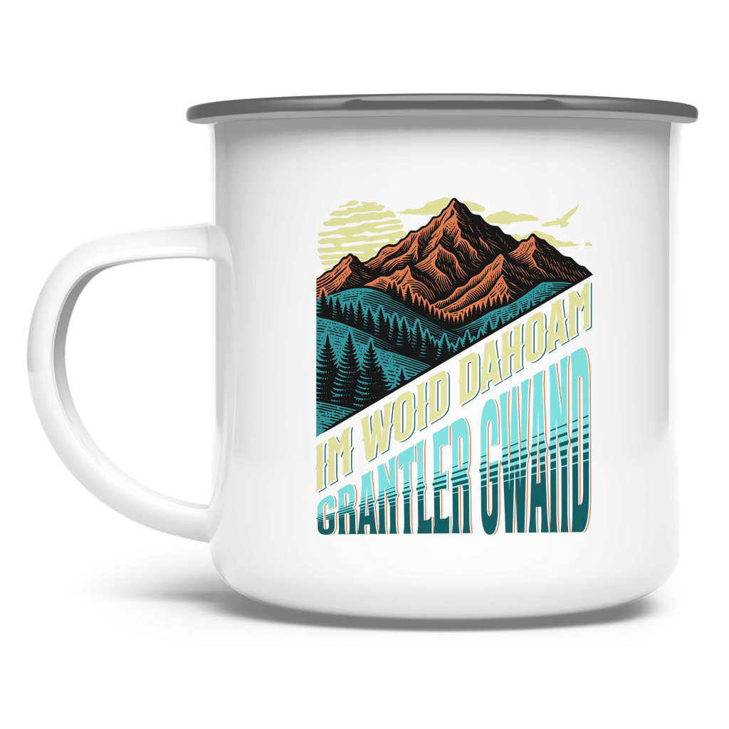 Emaille Tasse Im Woid dahoam - grün