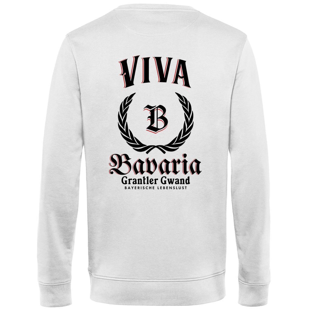 Bayerisches Herren Premium Bio Sweatshirt Viva Bavaria schwarz - Rückendruck - Grantler Gwand