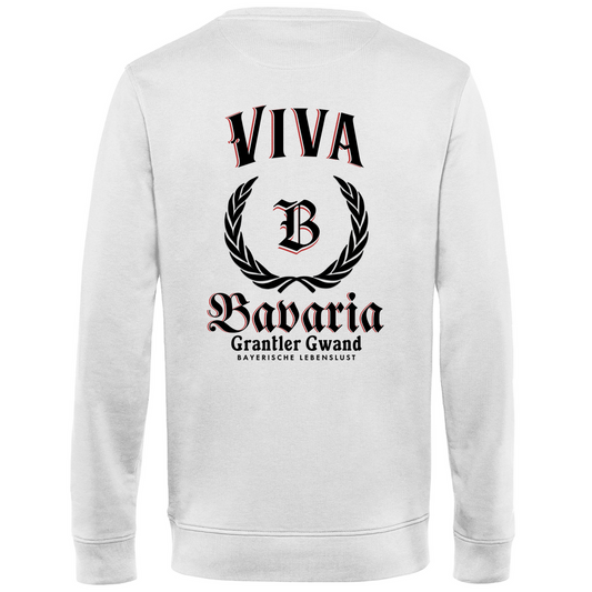Bayerisches Herren Premium Bio Sweatshirt Viva Bavaria schwarz - Rückendruck - Grantler Gwand