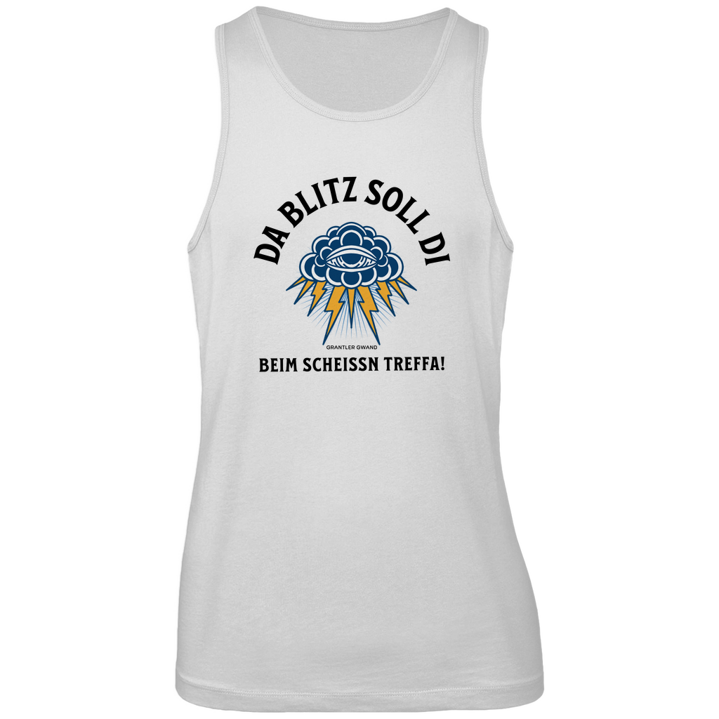 Bayerisches Herren Premium Tank Top Da Blitz soll di beim scheissn treffa - schwarz - Grantler Gwand