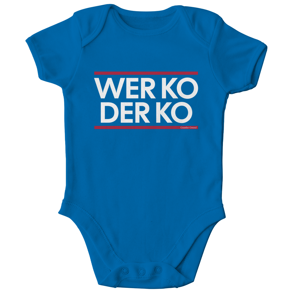 Bayerischer Bio Baby Body wer ko der ko - rot/weiß - bayerisches Gwand