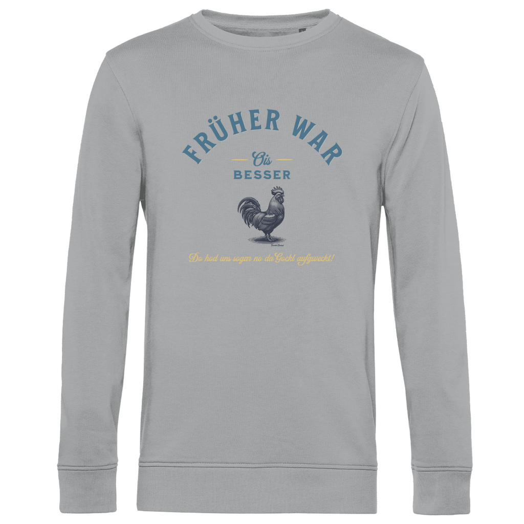 Herren Premium Bio Sweatshirt Früher war ois besser - blau/gold