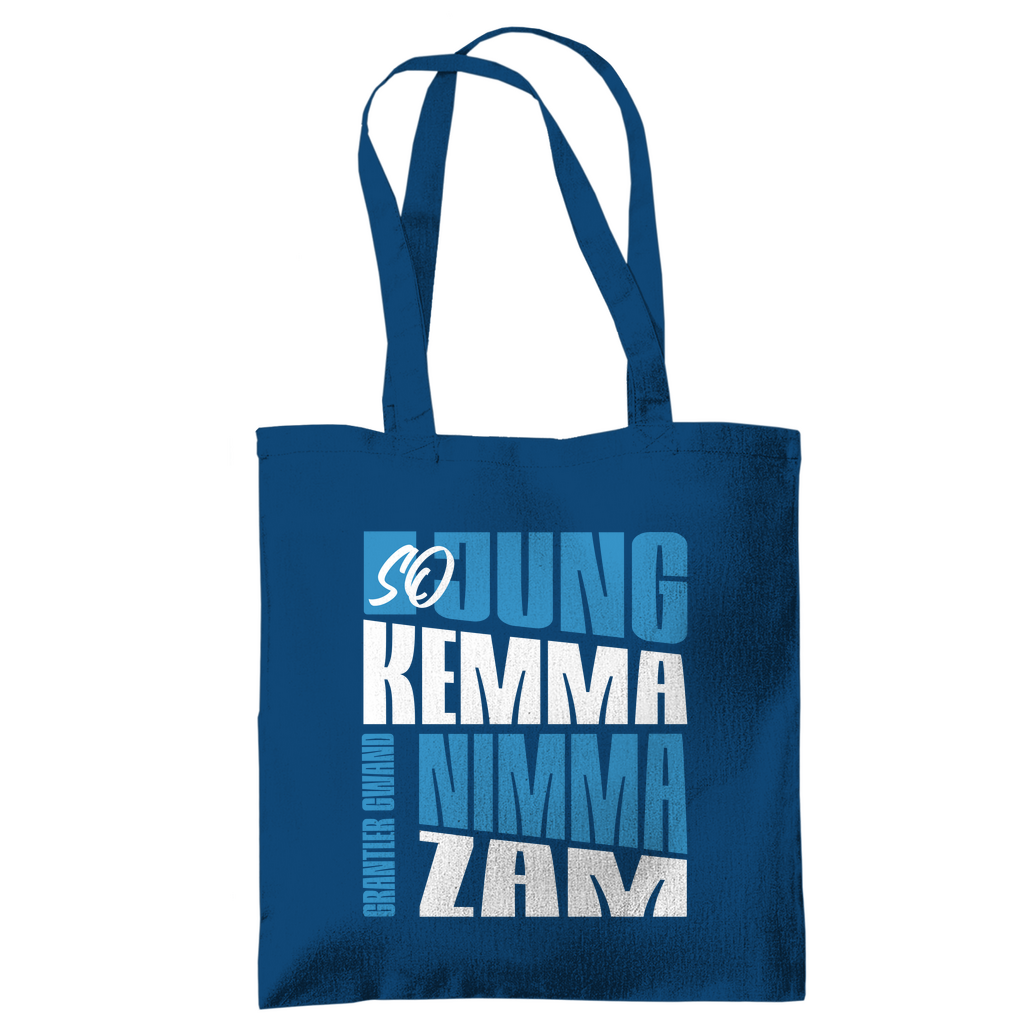 Bayerische Tragetasche - So jung kemma nimma zam - blau/weiß - Grantler Gwand