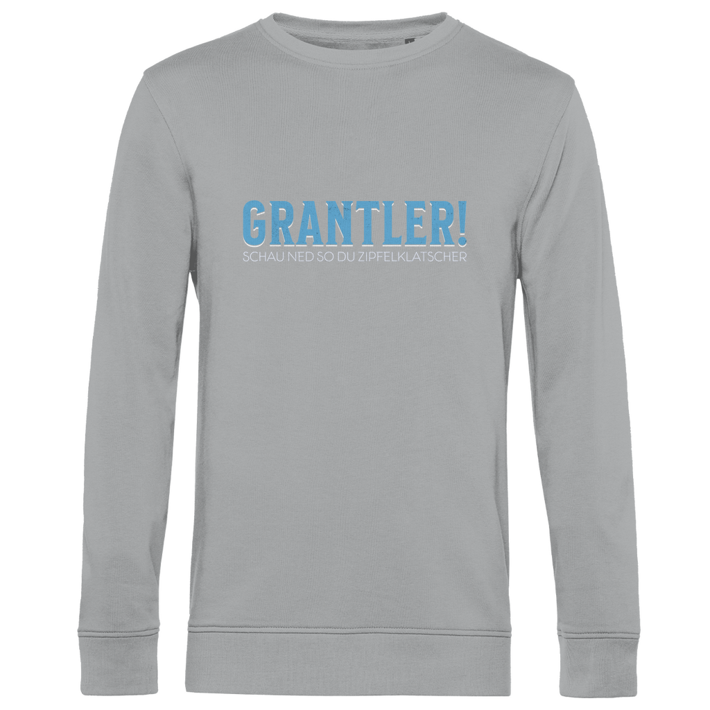 Bayerisches Herren Premium Bio Sweatshirt Grantler - schau ned so du Zipfelklatscher - blau - Grantler Gwand