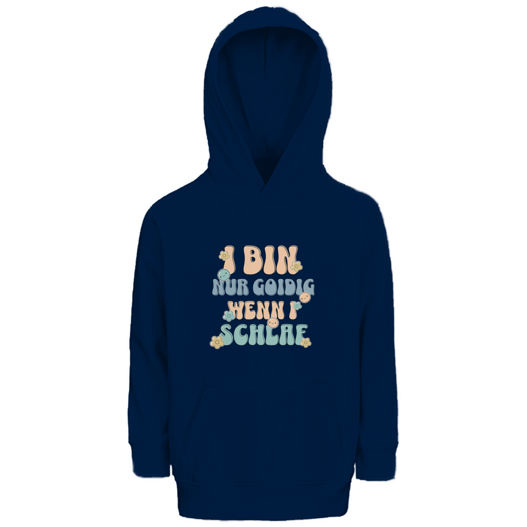 Bayerischer Kinder Premium Bio Hoodie I bin nur goidig, wenn I schlaf - Grantler Gwand