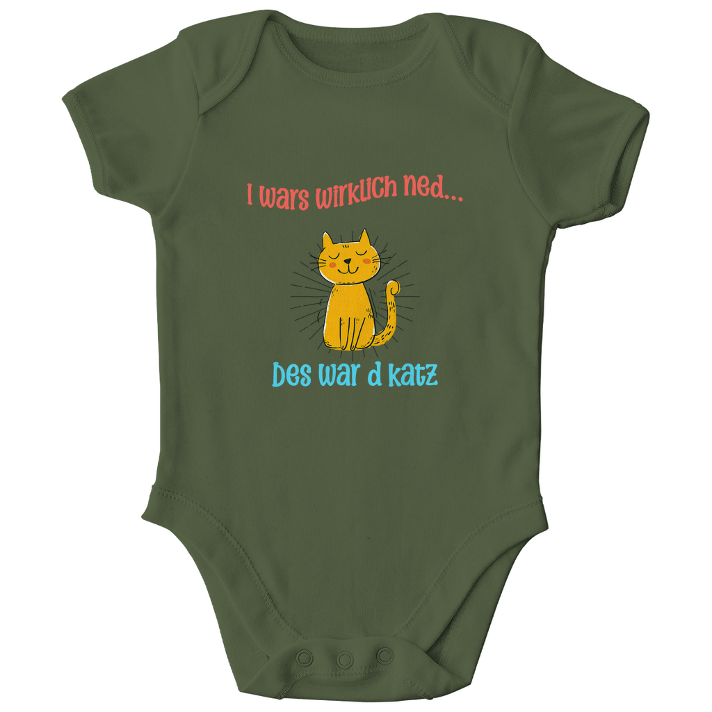 Bayerischer Bio Baby Body I wars wirklich ned, des war´d Katz - rot/blau - Grantler Gwand
