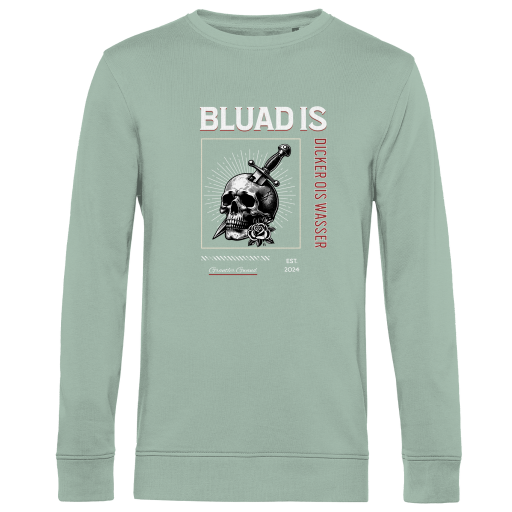 Bayerisches Herren Premium Bio Sweatshirt Bluad is dicker ois Wasser - rot - Grantler Gwand