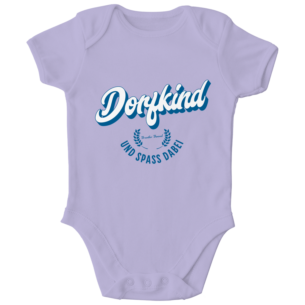 Bayerischer Bio Baby Body Dorfkind und Spaß dabei - blau - Grantler Gwand