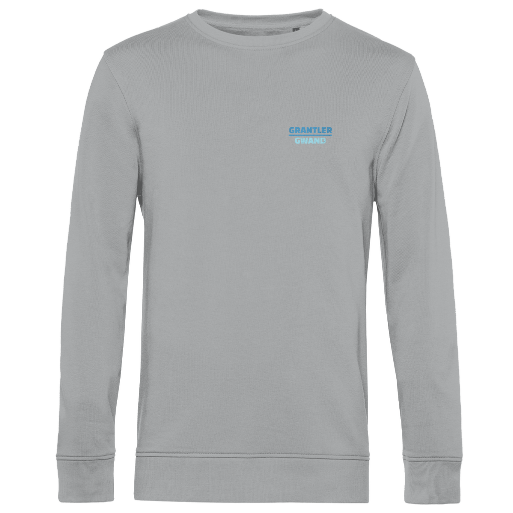 Bayerisches Herren Premium Bio Sweatshirt Scheiss da nix, dann feid da nix - blau - Front und Backprint - Grantler Gwand