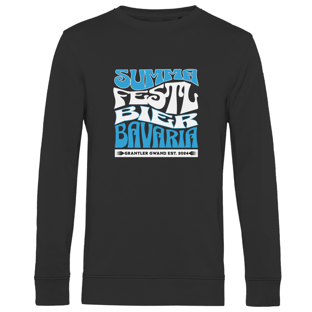 Herren Premium Bio Sweatshirt Summa, Festl, Bier, Bavaria - blau/weiß