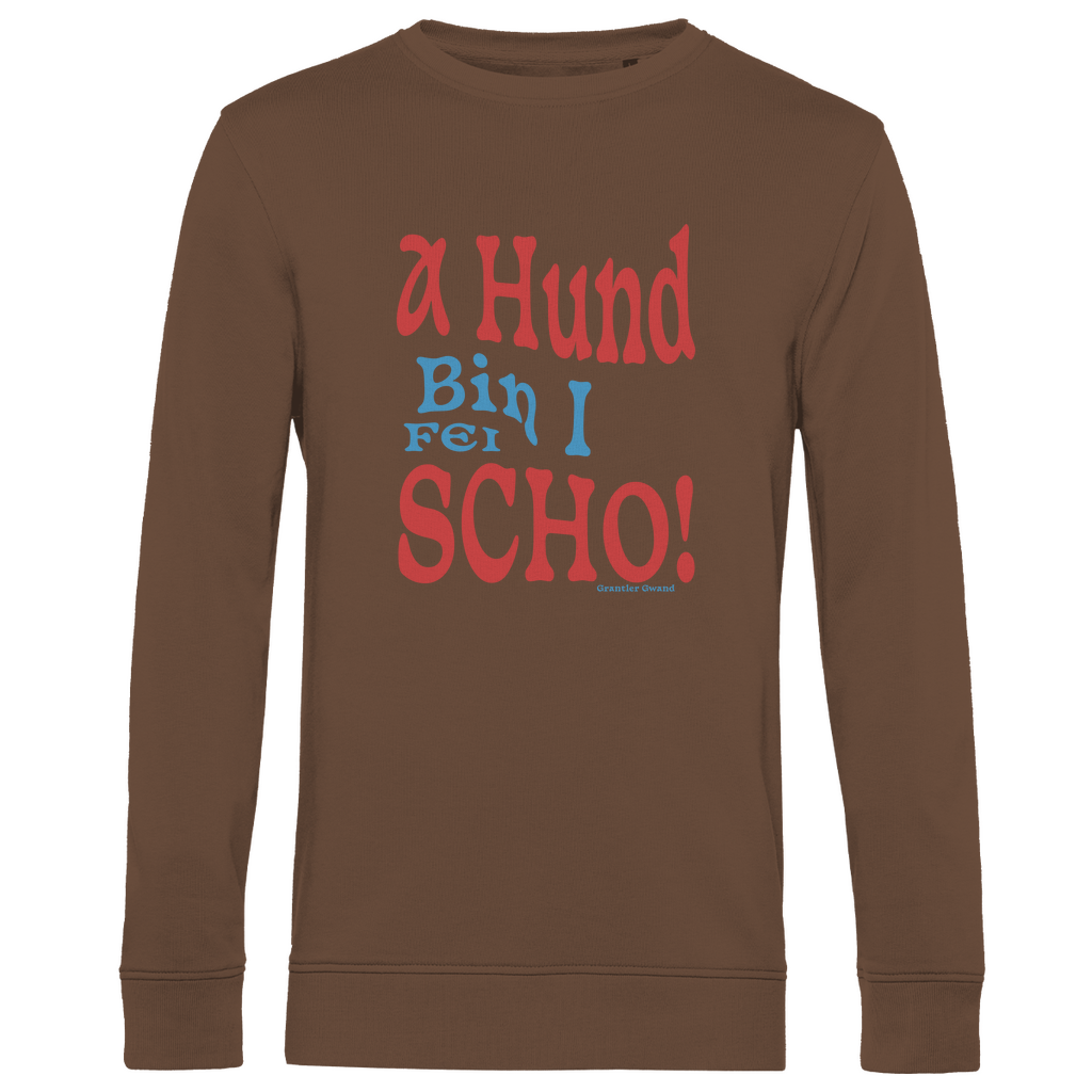 Herren Premium Bio Sweatshirt A Hund bin i fei scho - rot/blau