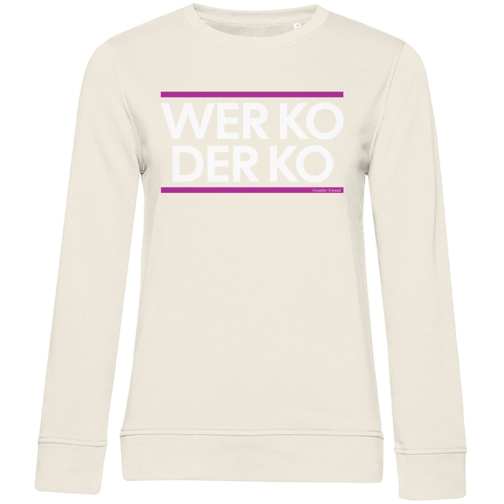 Damen Premium Bio Sweatshirt wer ko der ko - pink/weiß