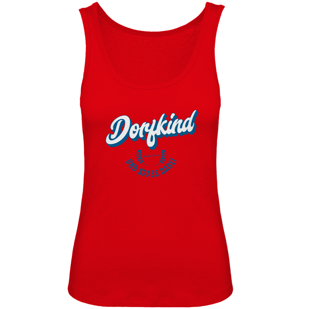 Bayerisches Damen Premium Organic Tank Top Dorfkind und Spaß dabei - blau - Grantler Gwand