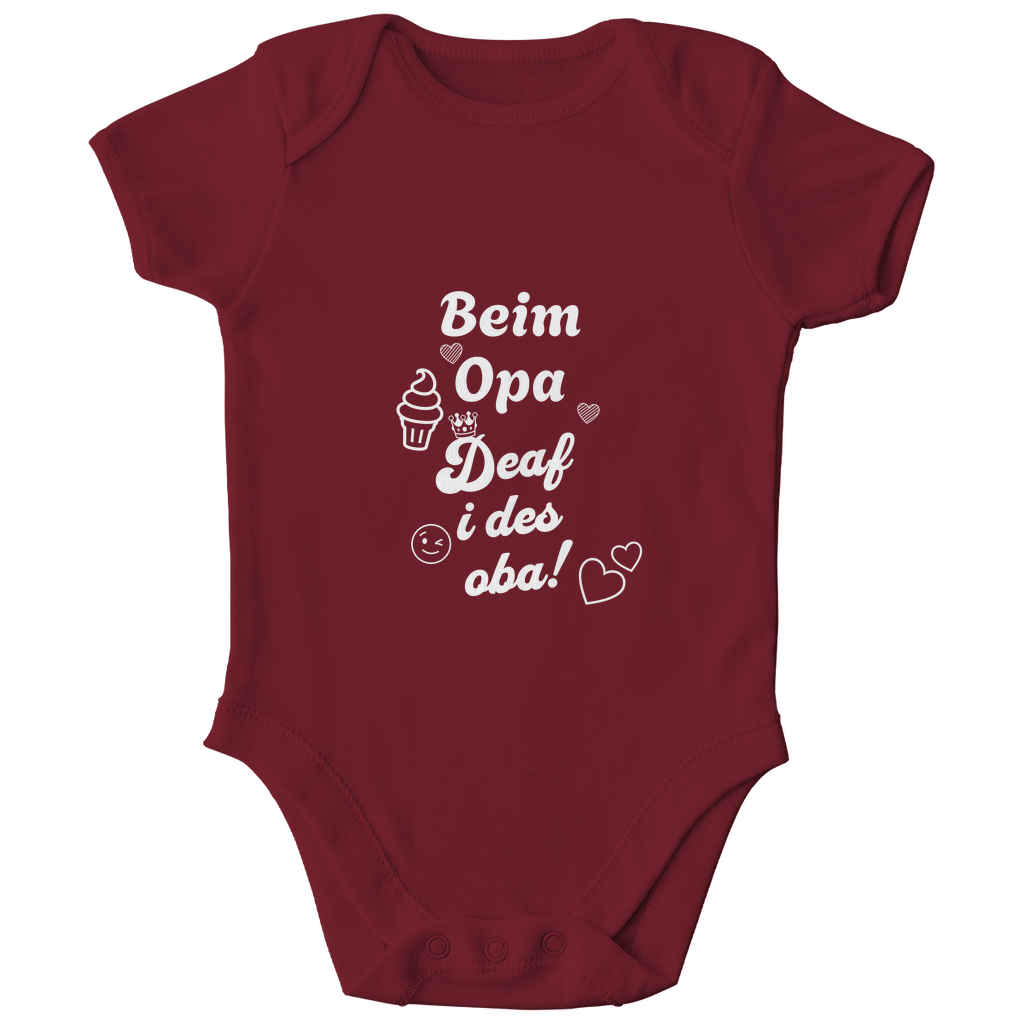 Bayerischer Bio Baby Body Beim Opa derf i des aba - weiß - Grantler Gwand