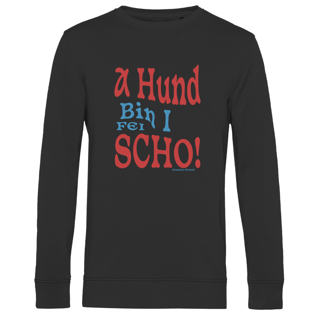 Herren Premium Bio Sweatshirt A Hund bin i fei scho - rot/blau