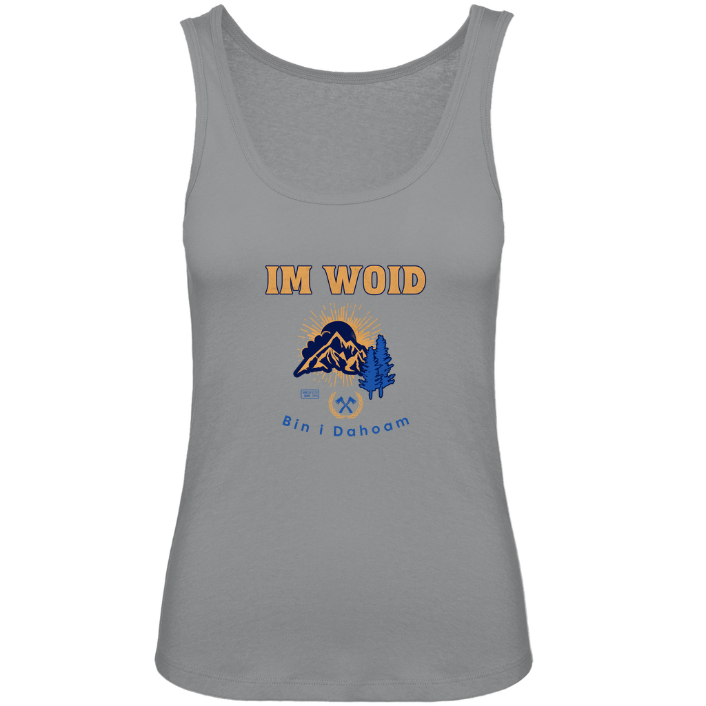 Bayerisches Damen Premium Organic Tank Top Im Woid bin i dahoam - blau - Grantler Gwand