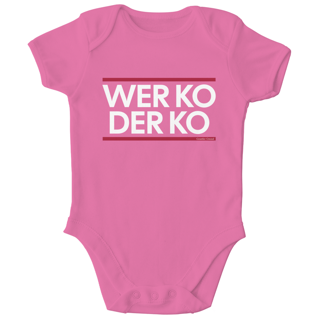 Bayerischer Bio Baby Body wer ko der ko - rot/weiß - bayerisches Gwand