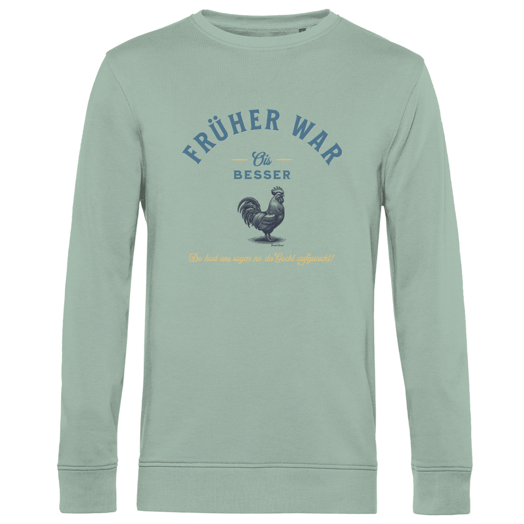 Herren Premium Bio Sweatshirt Früher war ois besser - blau/gold