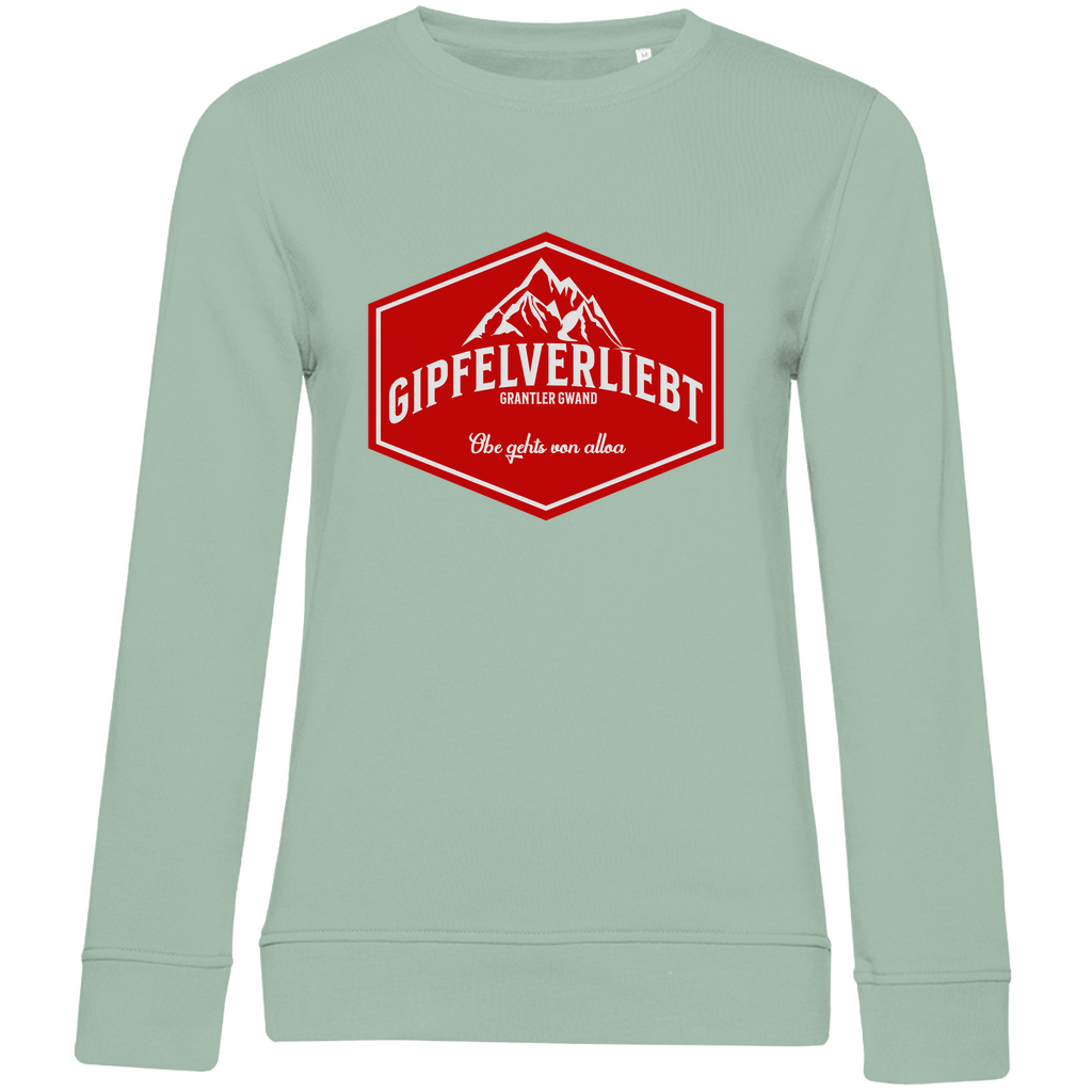 Damen Premium Bio Sweatshirt Gipfelverliebt Wappen- rot