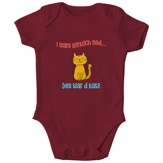 Bayerischer Bio Baby Body I wars wirklich ned, des war´d Katz - rot/blau - Grantler Gwand