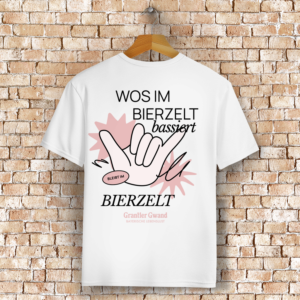 Bayerisches T-Shirt Unisex - Wos im Bierzelt bassiert - Grantler Gwand