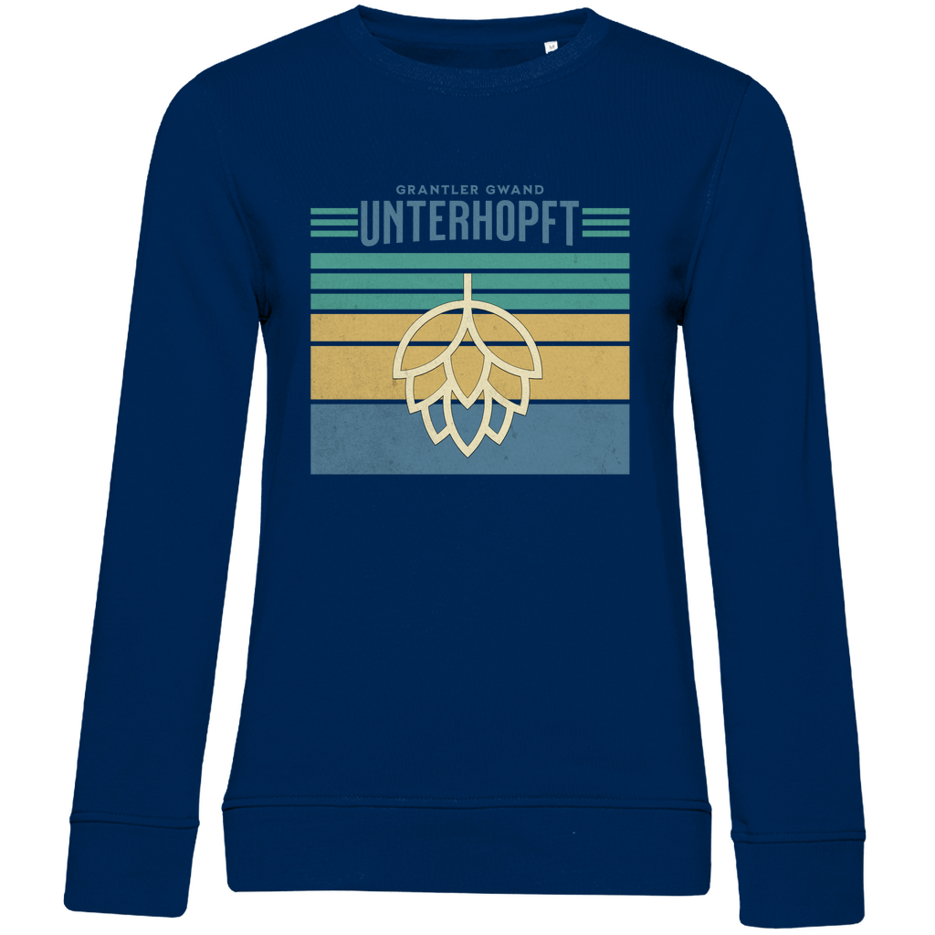 Damen Premium Bio Sweatshirt Unterhopft - blau