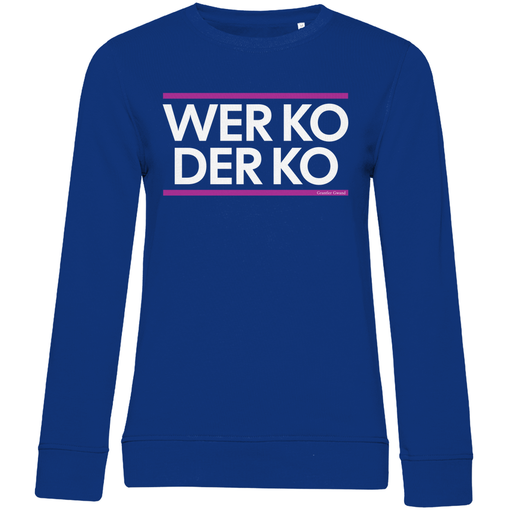 Damen Premium Bio Sweatshirt wer ko der ko - pink/weiß