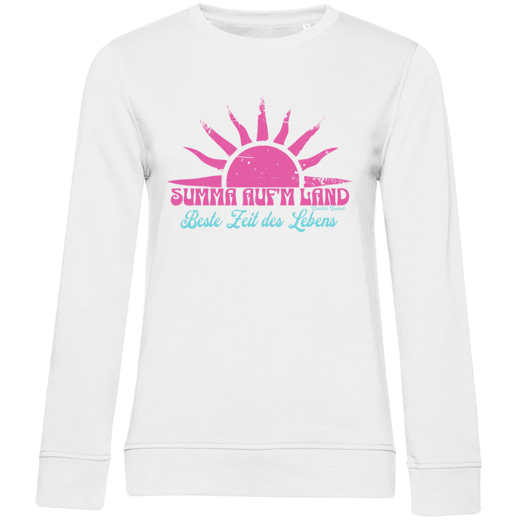 Damen Premium Bio Sweatshirt Summa auf´m Land - pink/mint
