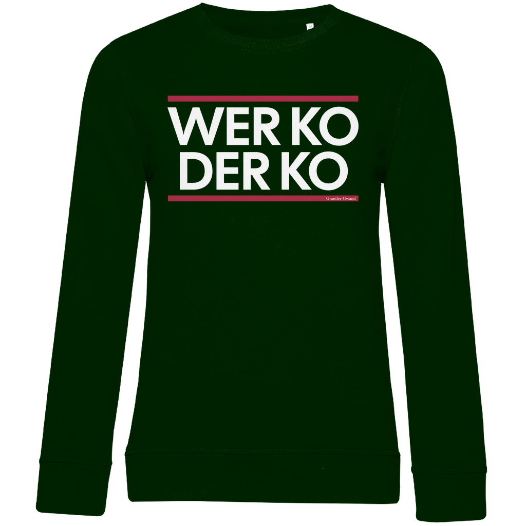 Damen Premium Bio Sweatshirt wer ko der ko - rot/weiß