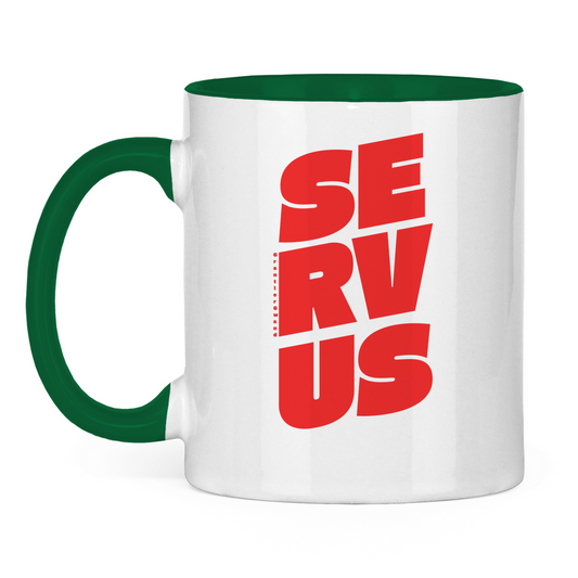 Tasse zweifarbig Servus - rot