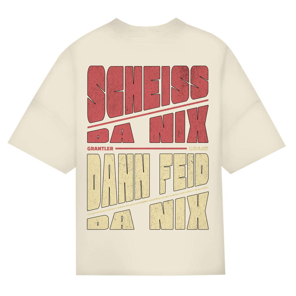Bayerisches Oversize T-Shirt Unisex - Scheiss da nix dann feid da nix - rot/beige - Grantler Gwand