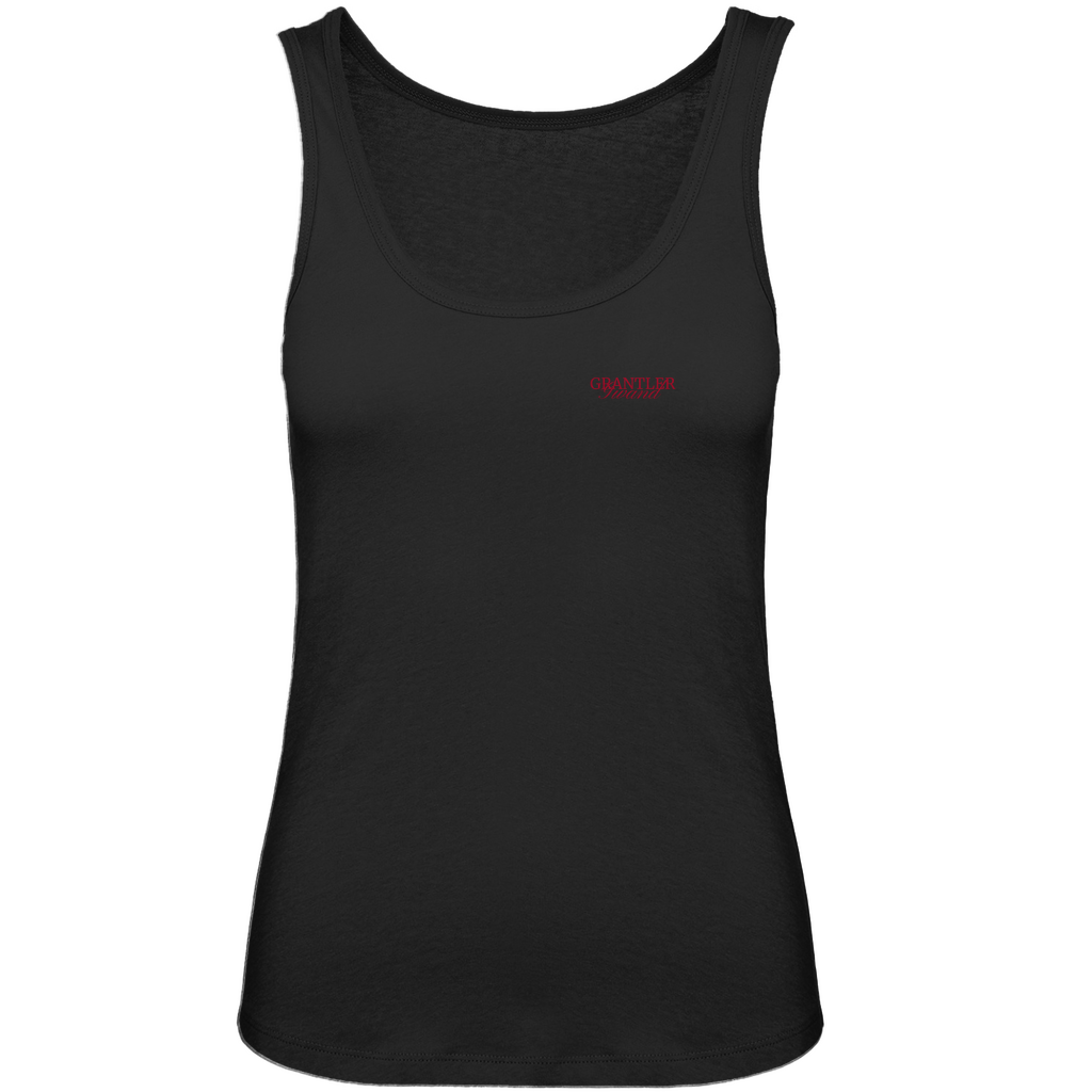 Bayerisches Damen Premium Organic Tank Top Bavaria, do bin I her - Rot - Front- und Backprint - Grantler Gwand