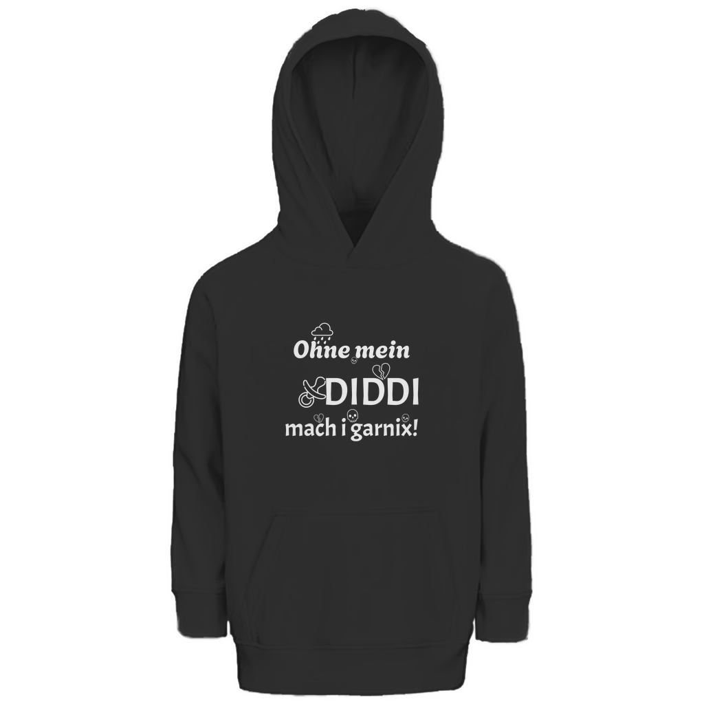 Bayerischer Kinder Premium Bio Hoodie Ohne mein Diddi - weiß - Grantler Gwand