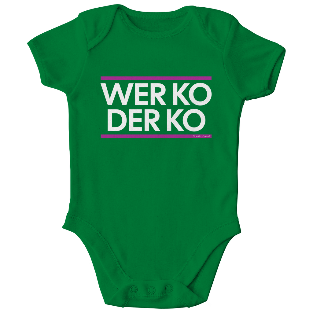 Bayerischer Bio Baby Body wer ko der ko - pink/weiß - bayerisches Gwand