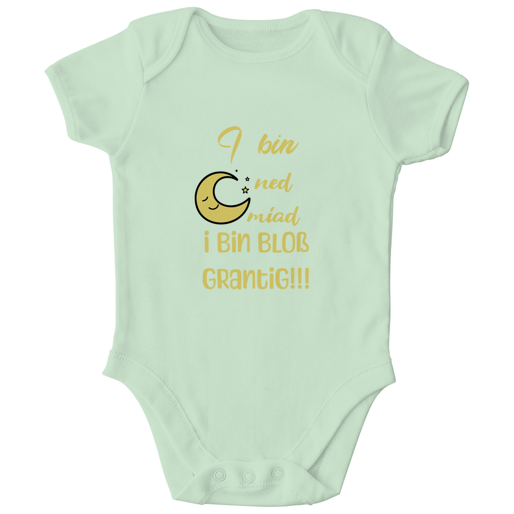 Bayerischer Bio Baby Body I bin ned miad, i bin bloß grantig - gelb - Grantler Gwand