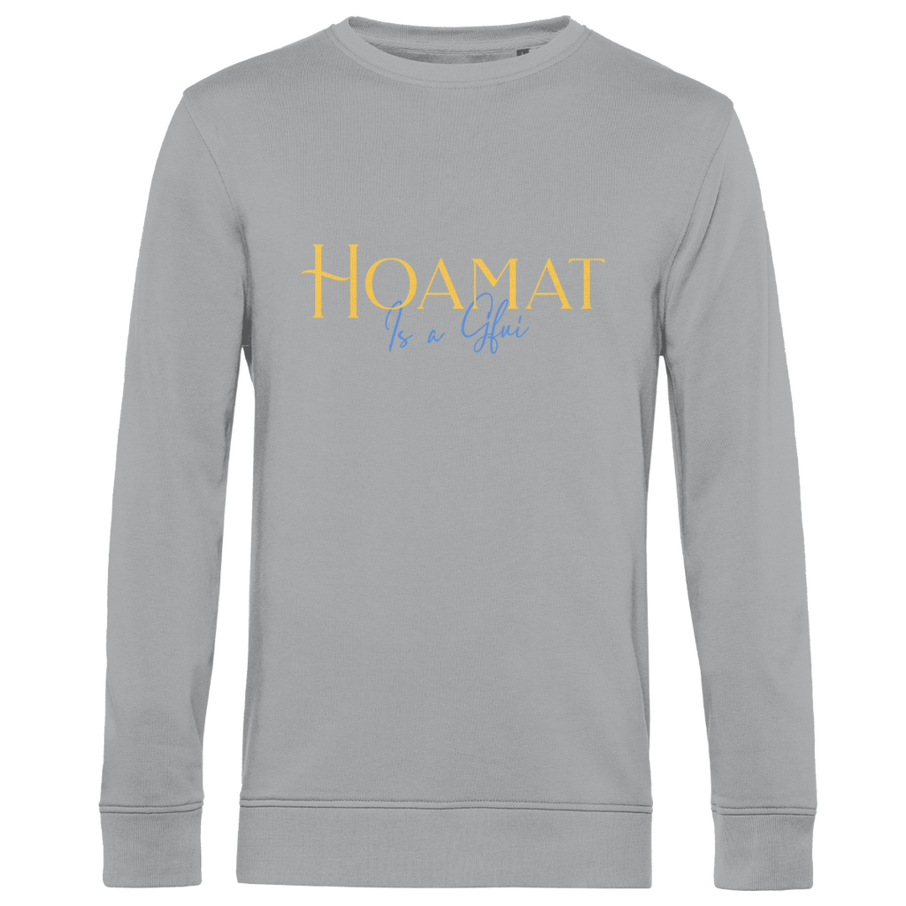 bayerisches Herren Premium Bio Sweatshirt Hoamat is a Gfui - Gelb/Blau - Grantler Gwand