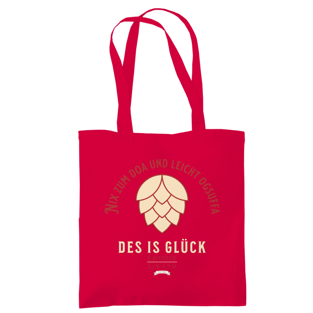 Bayerische Tragetasche Nix zum doa und leicht ogsuffa - rot/beige - Grantler Gwand