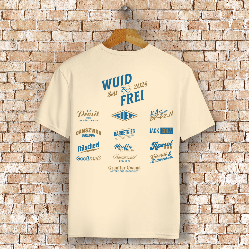 Bayerisches T-Shirt Unisex - Wuid & Frei Dorfleben - Grantler Gwand
