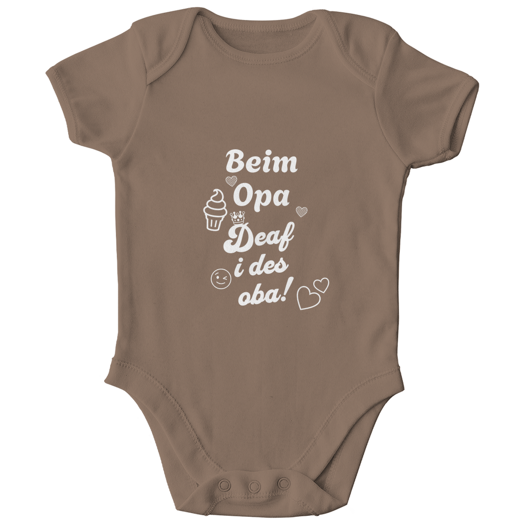 Bayerischer Bio Baby Body Beim Opa derf i des aba - weiß - Grantler Gwand