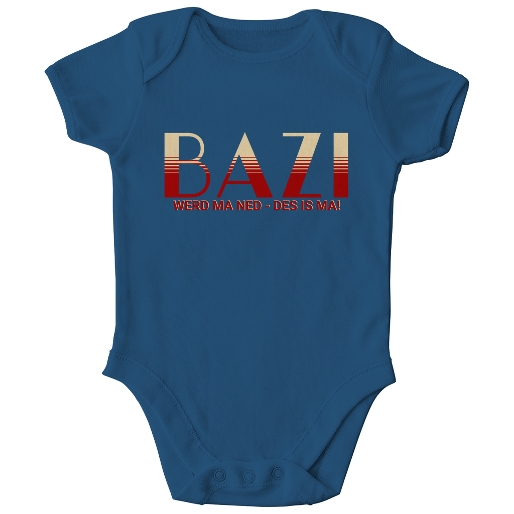 Bayerischer Bio Baby Body Bazi werd ma ned, des is ma - rot/beige - Grantler Gwand