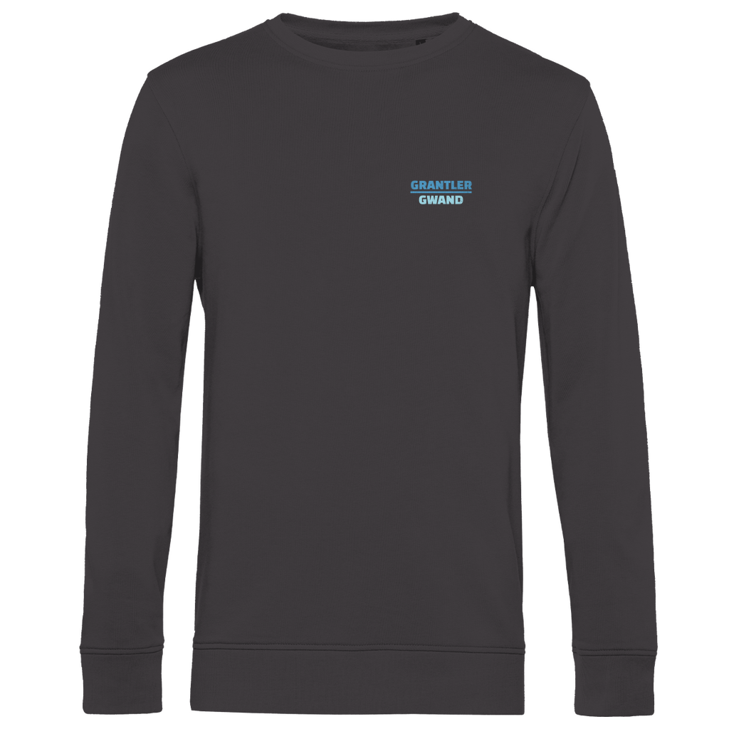 Bayerisches Herren Premium Bio Sweatshirt Scheiss da nix, dann feid da nix - blau - Front und Backprint - Grantler Gwand