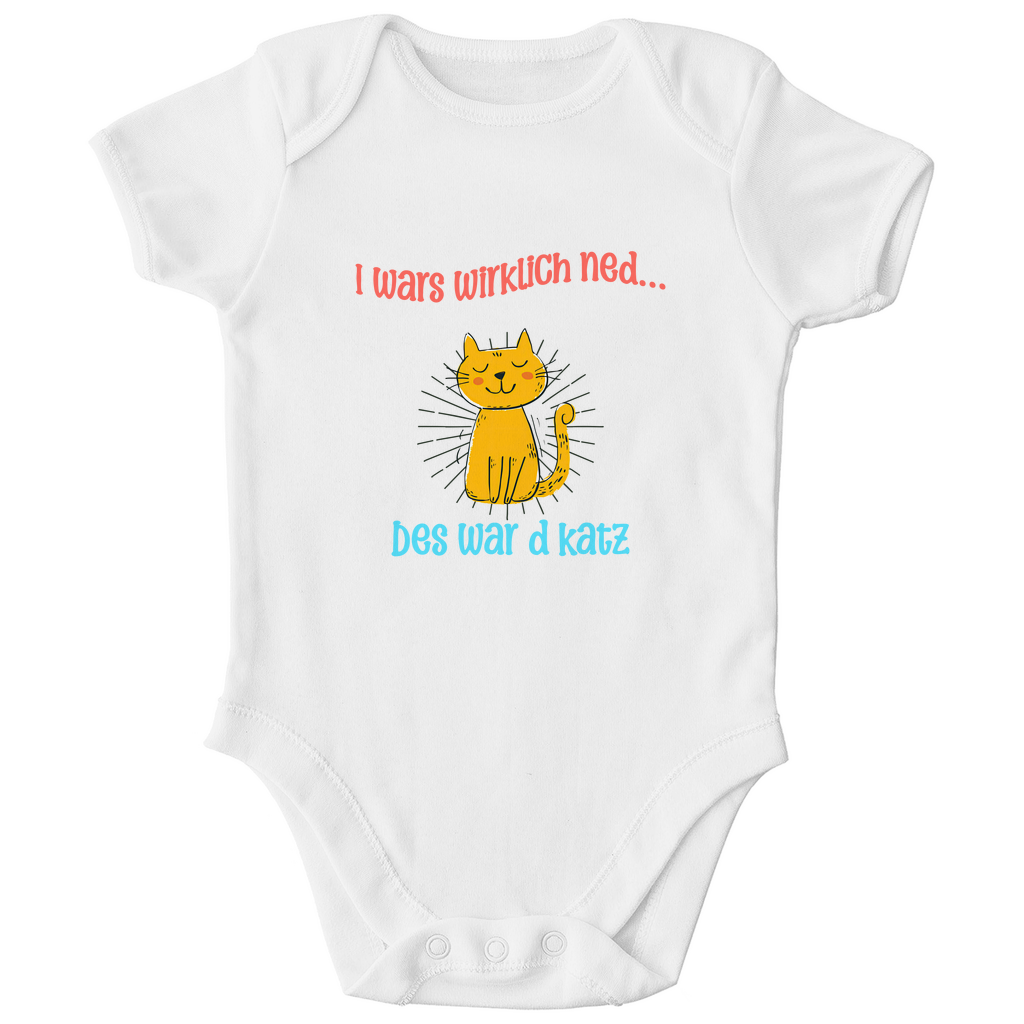 Bayerischer Bio Baby Body I wars wirklich ned, des war´d Katz - rot/blau - Grantler Gwand