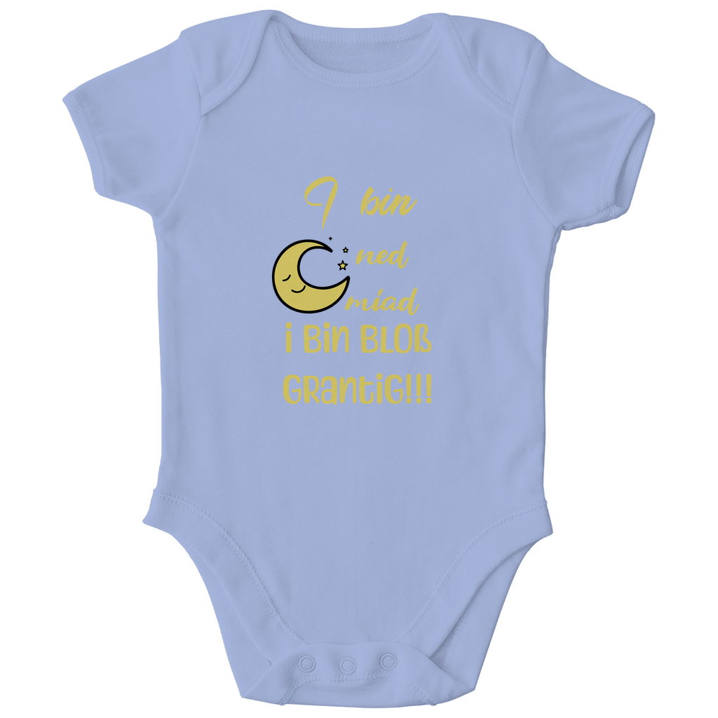 Bayerischer Bio Baby Body I bin ned miad, i bin bloß grantig - gelb - Grantler Gwand