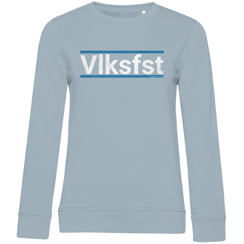 Damen Premium Bio Sweatshirt Vlksfst - blau/weiß
