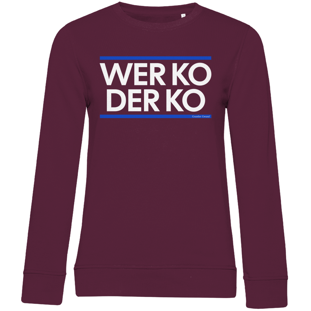 Damen Premium Bio Sweatshirt wer ko der ko - blau/weiß